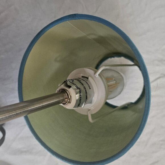 Mini Basic Table Lamp with Blue Fabric Shade - Picture 5 of 7